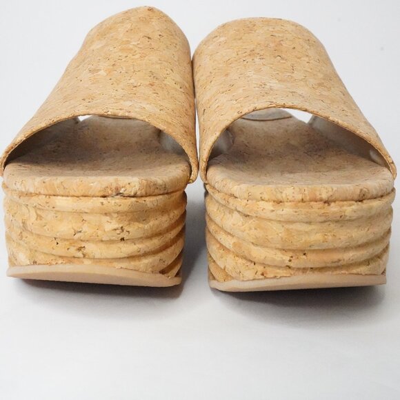 Jeffrey Campbell, Cork Platform Slides Sandals, Tan, Beige - Picture 3 of 6